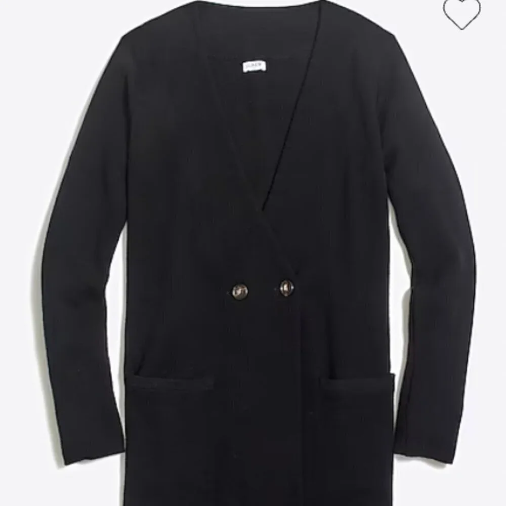 J. Crew Black Collarless Sweater Blazer Size Extra Extra Small